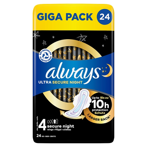 Always Ultra Secure Night Maandverband Maat 4 Giga Pack  (24 stuks)  SAL01170 - 1
