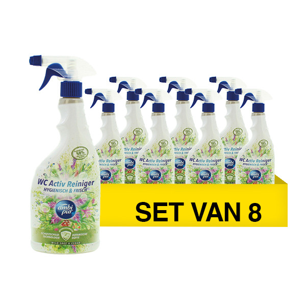 Ambi-Pur Aanbieding: Ambi Pur Active Toiletcleaner spray Wild Sage & Ceder (8 flessen - 750 ml)  SAM00044 - 1