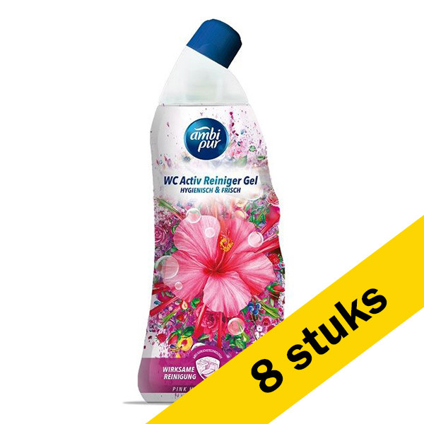 Ambi-Pur Aanbieding: Ambi Pur Active Toiletgel Pink Hibiscus (8 flessen - 750 ml)  SAM00050 - 1