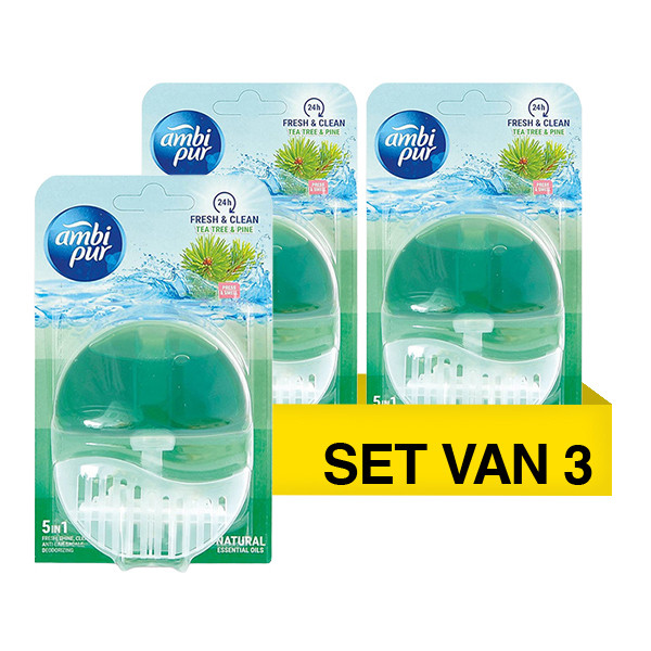 Aanbieding: Ambi Pur vloeibaar toiletblok Tea Tree & Pine starterkit (3 stuks - 55 ml) SAM00129 - 1