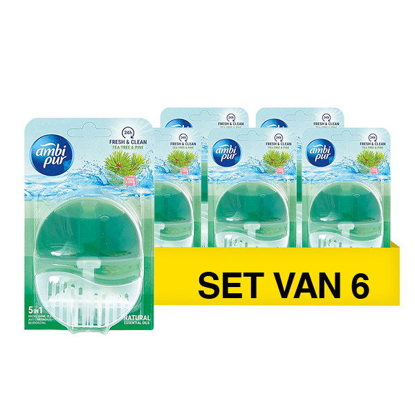 Aanbieding: Ambi Pur vloeibaar toiletblok Tea Tree & Pine starterkit (6 stuks - 55 ml) SAM00130 - 1