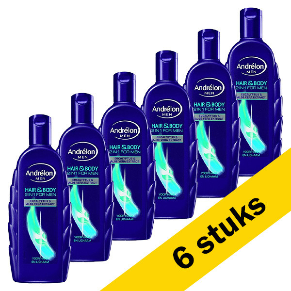 Andrelon Aanbieding: 6x Andrélon for men Hair & Body 2-in-1 shampoo (300 ml)  SAN00328 - 1