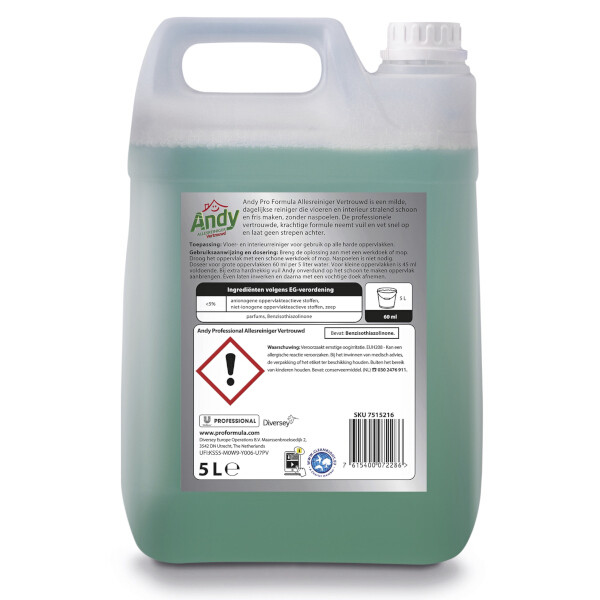 Andy Pro Formula Vloeibaar Allesreiniger Geconcentreerd (5 liter)  SAN00485 - 2