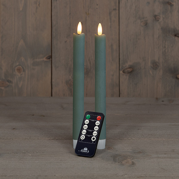 Anna Collection Led Dinerkaars 23 cm | Jade Groen | 3D vlam | 2 stuks LCO00134 - 1