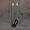 Led Dinerkaars 23 cm | Jade Groen | Bewegende vlam | 2 stuks | 123led