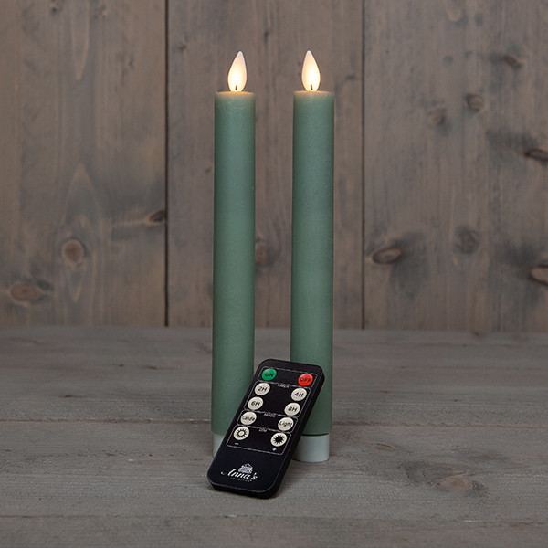 Anna Collection Led Dinerkaars 23 cm | Jade Groen | Bewegende vlam | 2 stuks LCO00223 - 1