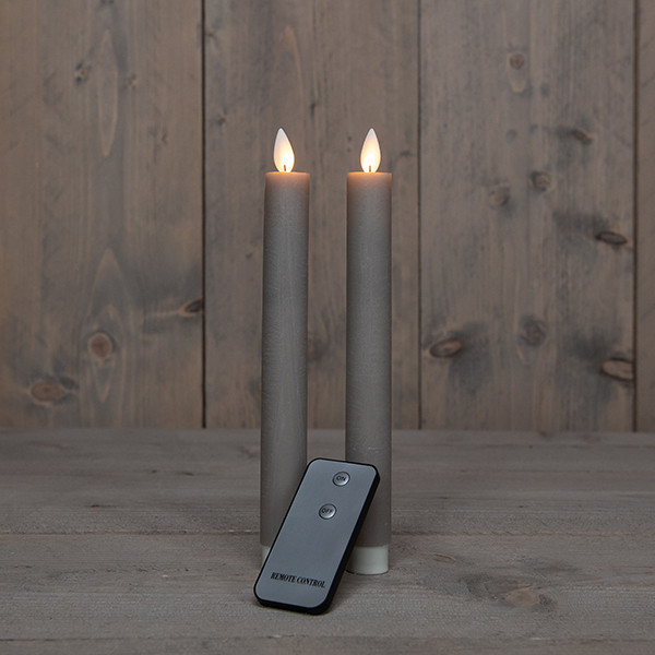 Anna Collection Led Dinerkaars 23 cm | Taupe | Bewegende vlam | 2 stuks LCO00219 - 1