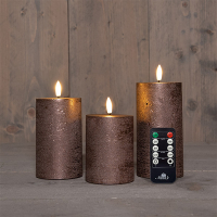 Anna Collection Led Kaars 7,5 x 10 cm, 12,5 cm, 15 cm | Brons | 3D vlam | 3 stuks LCO00550