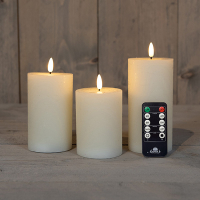 Anna Collection Led Kaars 7,5 x 10 cm, 12,5 cm, 15 cm | Ivoor | 3D vlam | 3 stuks LCO00123