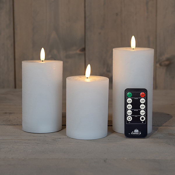 Anna Collection Led Kaars 7,5 x 10 cm, 12,5 cm, 15 cm | Wit | 3D vlam | 3 stuks LCO00129 - 1
