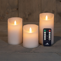 Led Kaars 7,5 x 10 cm, 12,5 cm, 15 cm | Wit | Bewegende vlam | 3 stuks | 123led LCO00345
