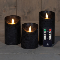 Anna Collection Led Kaars 7,5 x 10 cm, 12,5 cm, 15 cm | Zwart | Bewegende vlam | 3 stuks LCO00355