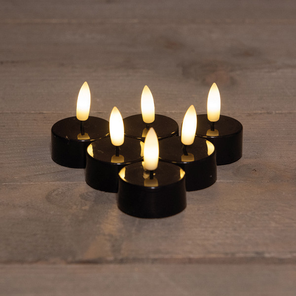 Anna Collection Led Waxinelicht 3,5 x 6 cm | Zwart | 3D vlam | 6 stuks LCO00336 - 1