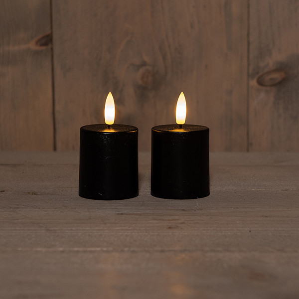 Led Waxinelicht 4,5 x 8 cm | Zwart | 3D vlam | 2 stuks | 123led LCO00254 - 1