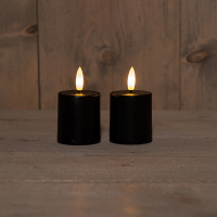 Led Waxinelicht 4,5 x 8 cm | Zwart | 3D vlam | 2 stuks | 123led LCO00254