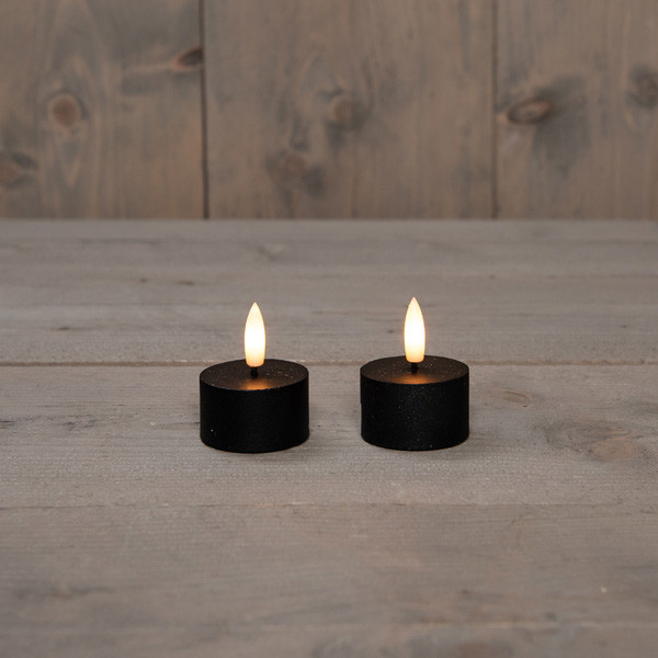 Anna Collection Led Waxinelicht 4 cm x 5 cm | Zwart | 3D vlam | 2 stuks LCO00373 - 1