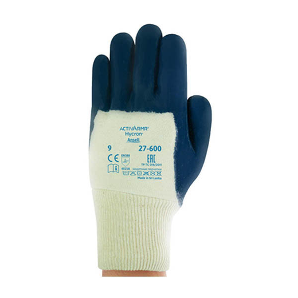 Ansell ActivArmr Hycron 27-600 Nitril Werkhandschoen | Blauw/Wit | Maat 9/L (12 paar) SSA07065 - 1