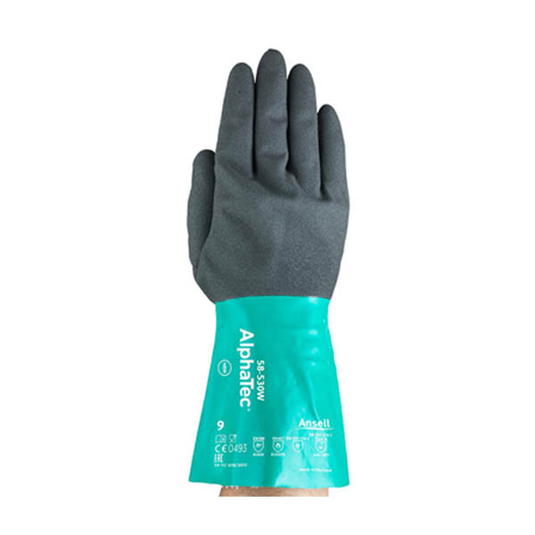 Ansell AlphaTec 58-530W Nitril Werkhandschoen | Antraciet/Groen | Maat 9/L (6 paar) SSA07051 - 1