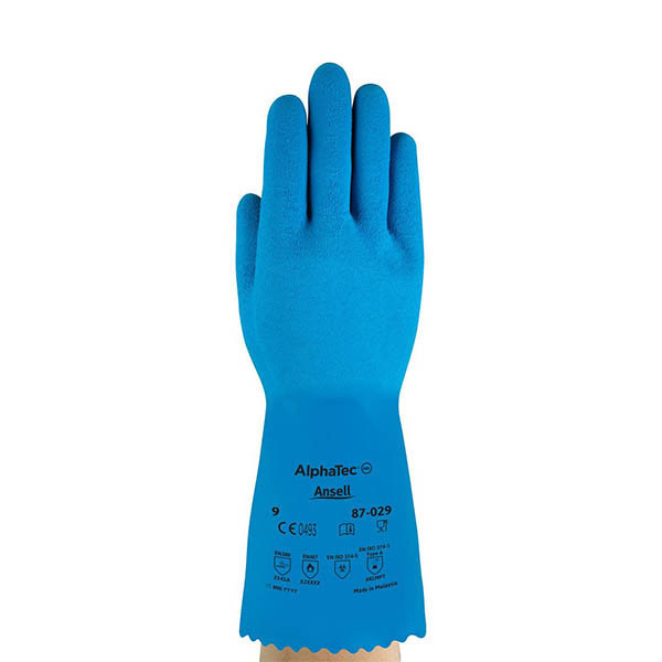 Ansell AlphaTec 87-029 Natuurrubberen Handschoen | Blauw | Maat 9/L (12 paar) SSA07000 - 1