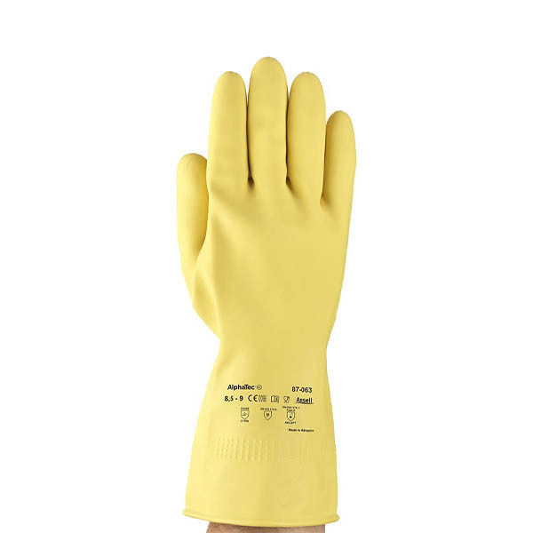 Ansell AlphaTec 87-063 Natuurrubberen Handschoen | Geel | Maat 7/M (12 paar) SSA07007 - 1