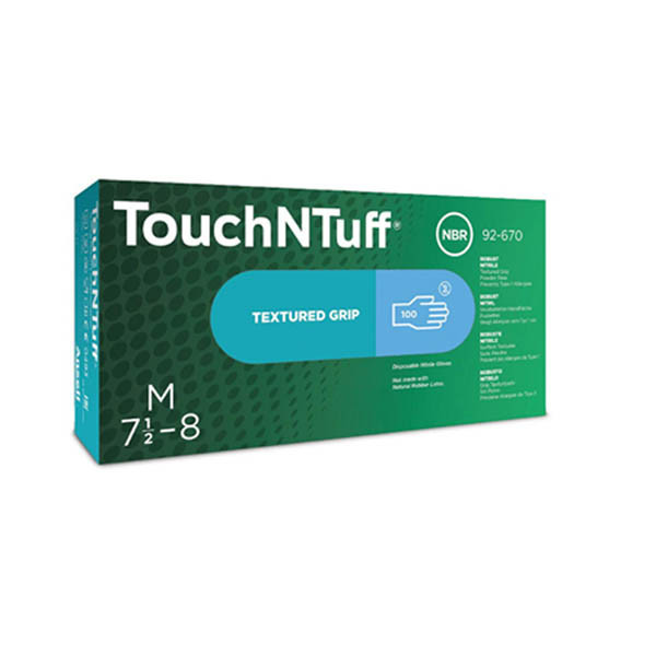 Ansell Touch N Tuff 92-670 Nitril Handschoen Poedervrij | Lichtblauw | Maat 8,5-9/L (100 stuks) SSA07130 - 1