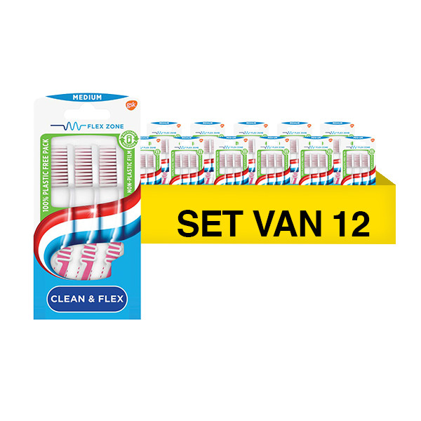 Aquafresh Aanbieding: Aquafresh Tandenborstel Clean & Flex Medium (12 verpakkingen – 2+1 gratis)  SAQ00029 - 1