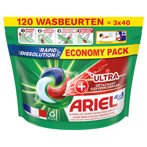 Ariel Aanbieding: Ariel 4 in 1 pods ultra vlekverwijderaar (3 zakken - 120 wasbeurten)  SAR05263 - 1