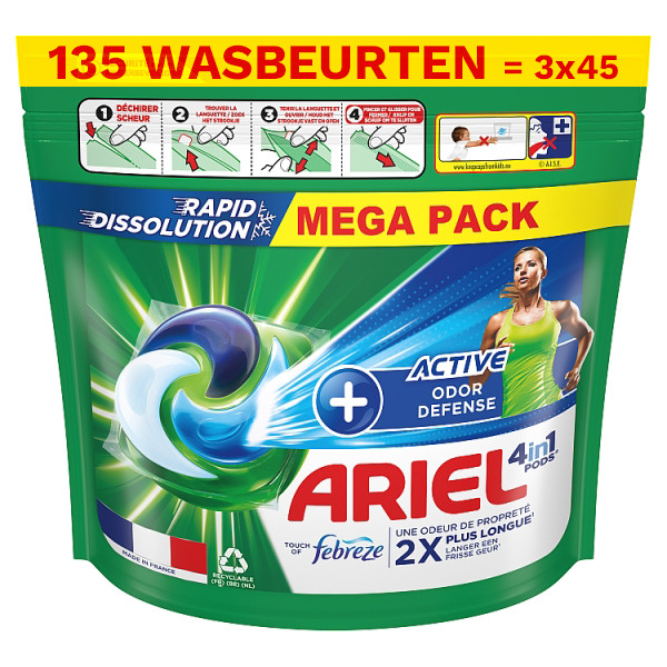Ariel Aanbieding: Ariel All In 1 Pods Active Odor Defense (3 zakken - 135 wasbeurten)  SAR05393 - 1