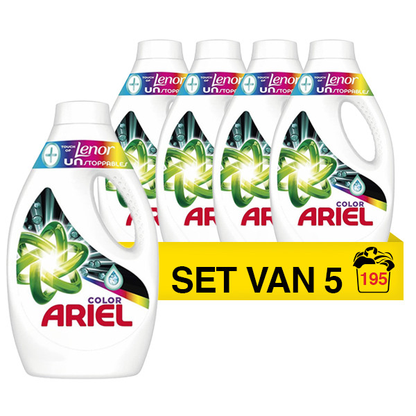 Ariel Aanbieding: Ariel Color + lenor Unstoppables vloeibaar wasmiddel 1950 ml (5 flessen - 195 wasbeurten)  SAR05119 - 1