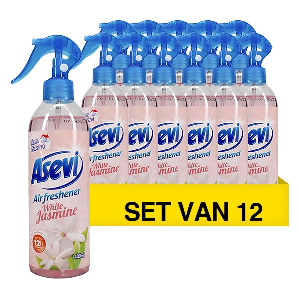 Asevi Aanbieding: Asevi luchtverfrisser spray White Jasmine (12 flessen - 400 ml)  SAE00018 - 1
