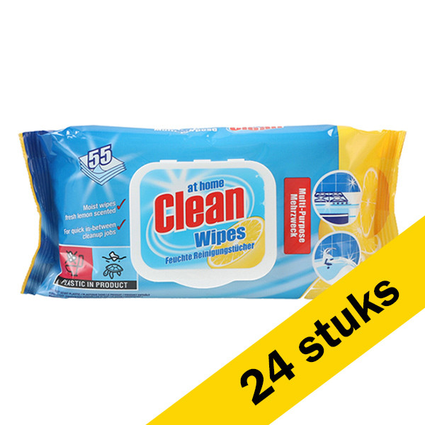 At Home Aanbieding: At Home Clean Multi-Cleaning schoonmaakdoekjes lemon | 24 x 55 doekjes (1320 doekjes)  SAT00047 - 1