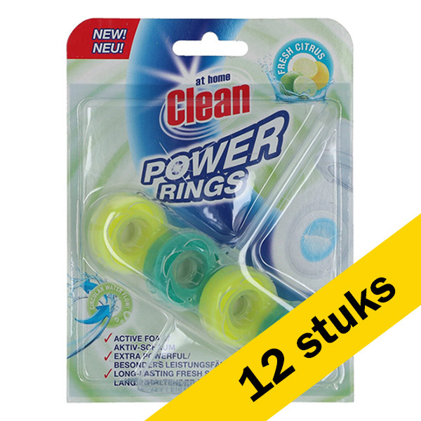 At Home Aanbieding: At Home Clean toiletblok Power Rings Fresh Citrus 40 gram (12 stuks)  SAT00057 - 1
