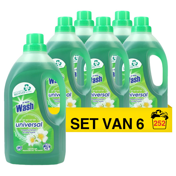 At Home Aanbieding: At Home Vloeibaar Wasmiddel Universeel 1,5 Liter (6 flessen - 252 wasbeurten)  SAT00077 - 1