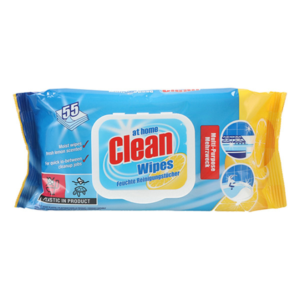 At Home Clean Multi-Cleaning schoonmaakdoekjes lemon (55 doekjes)  SAT00046 - 1