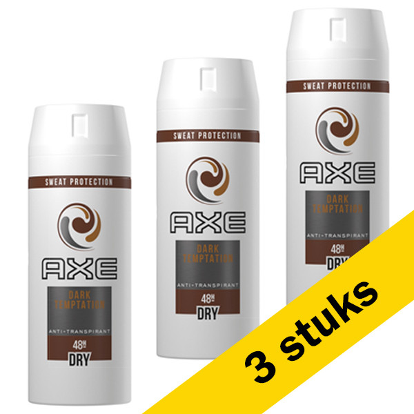 procent Verbeelding markt Aanbieding: 3x Axe deodorant spray Dark Temptation Dry (150 ml) Axe  123schoon.nl