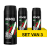 Aanbieding: Axe Africa Deodorant Body Spray (3 flessen - 150 ml)