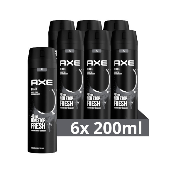 Aanbieding: Axe Black XL Deodorant Bodyspray (6 stuk à 200 ml) SAX00283 Aanbieding: Axe Black XL Deodorant Bodyspray (6 stuk à 200 ml) SAX00283 - 1