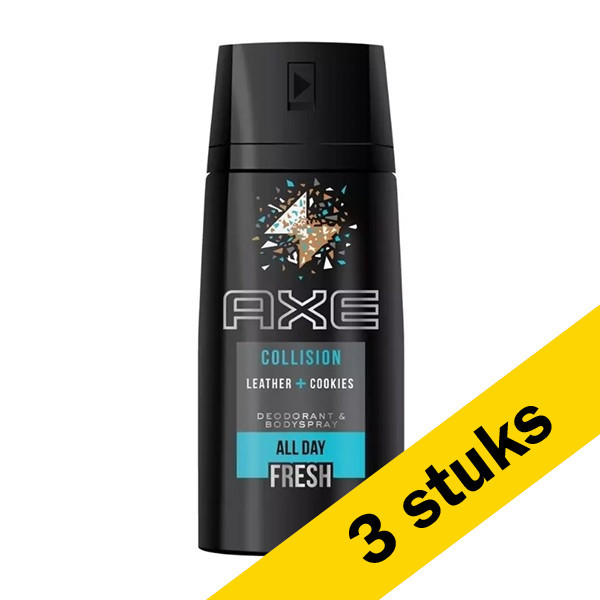 Axe Aanbieding: Axe Collision Leather + Cookies deodorant - body spray (3x 150 ml)  SAX00125 - 1