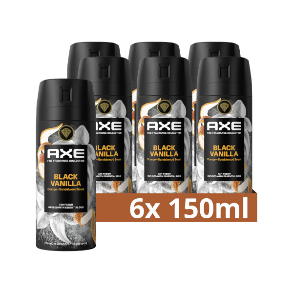 Aanbieding: Axe Fine Fragrance Collection Black Vanilla Deodorant Bodyspray (6 stuks à 150 ml) SAX00277 - 1