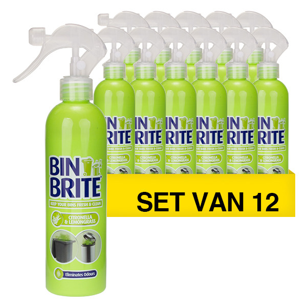 Aanbieding: Bin Brite vuilnisbak verfrisser spray | Citronella & citroengras (12 stuks à 400 ml) SBI00191 - 1