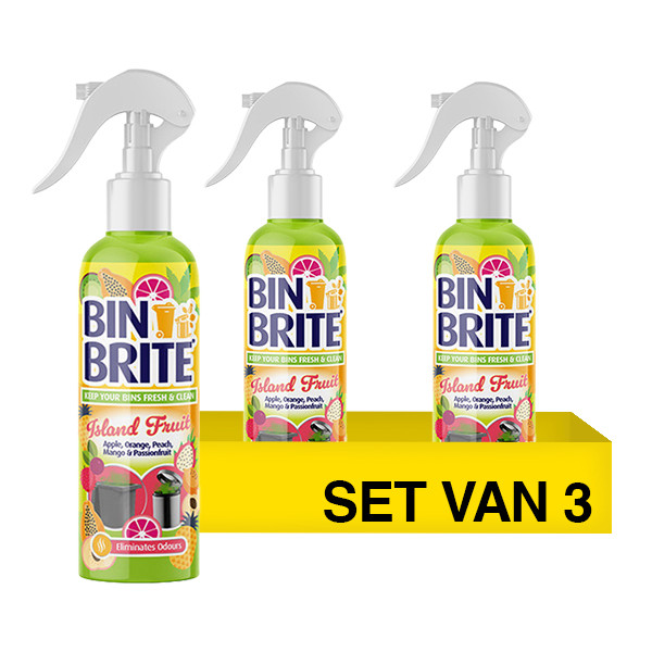 Aanbieding: Bin Brite vuilnisbak verfrisser spray | Island Fruit (3 stuks à 400 ml) SBI00266 - 1