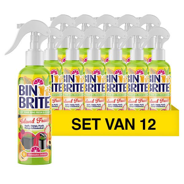 Aanbieding: Bin Brite vuilnisbak verfrisser spray | Island fruit (12 stuks à 400 ml) SBI00199 - 1