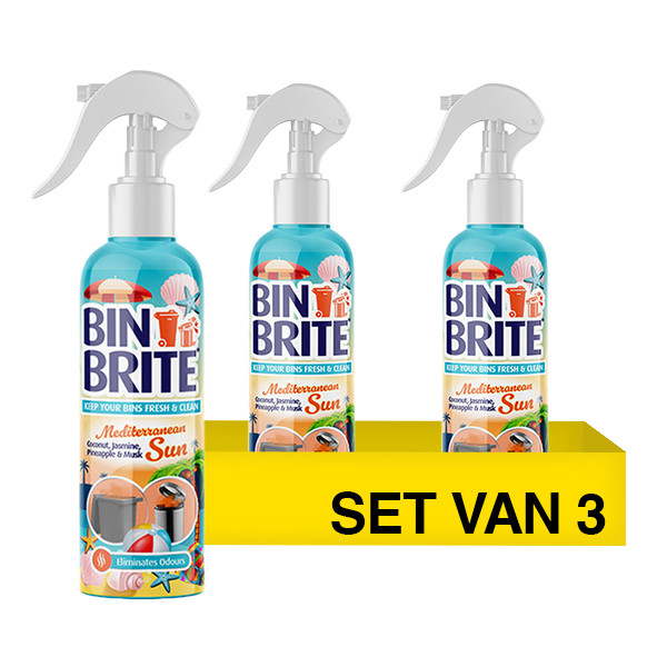 Aanbieding: Bin Brite vuilnisbak verfrisser spray | Mediterranean Sun (3 stuks à 400 ml) SBI00267 - 1