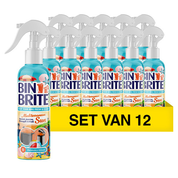 Aanbieding: Bin Brite vuilnisbak verfrisser spray | Mediterranean sun (12 stuks à 400 ml) SBI00198 - 1