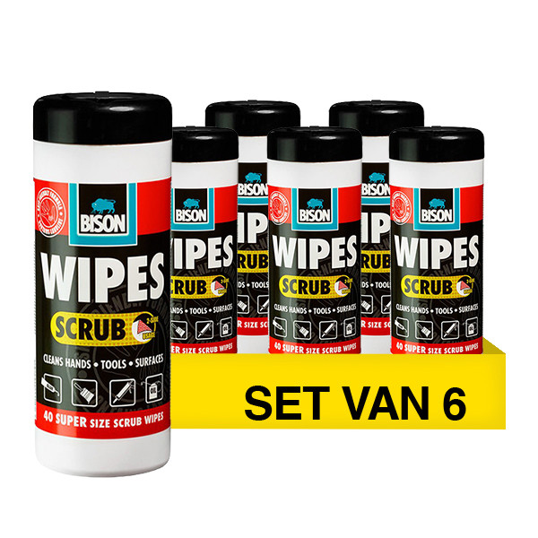 Aanbieding: Bison Wipes Scrub pot (6 verpakkingen à 40 stuks) SBI00272 - 1