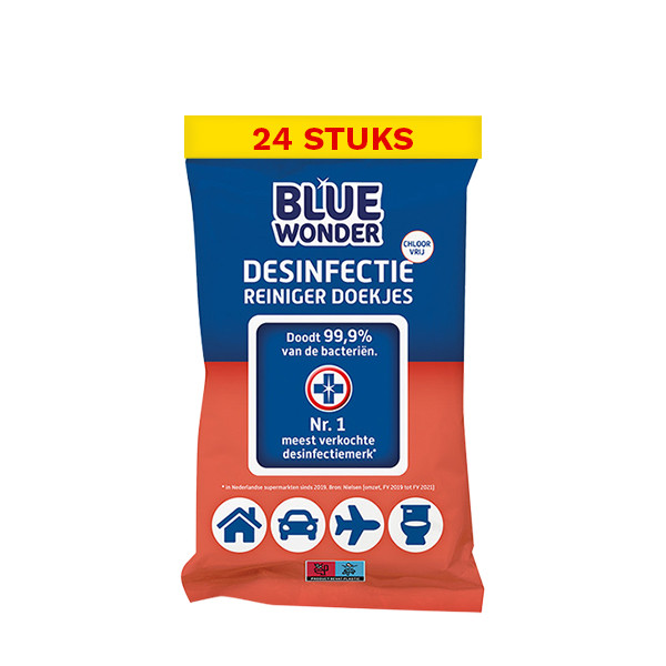 Aanbieding: Blue Wonder Desinfectie doekjes (24 verpakkingen à  72 stuks) SBL00062 - 1