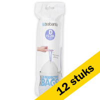 Brabantia Aanbieding: 12x Vuilniszakken met trekband 15-20 liter | Brabantia Code D | 20 stuks  SBR00123