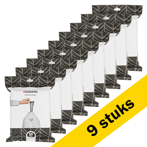 Aanbieding: Vuilniszakken met trekband 60 liter | Brabantia Code M dispenser pack (9 verpakkingen à 40 stuks) SVE00104 - 1