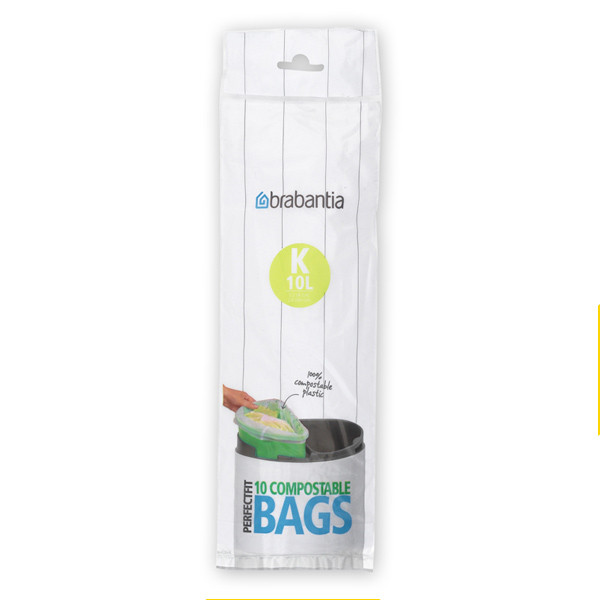 Vuilniszakken met 10 liter | Brabantia Code K composteerbaar | 10 stuks 123schoon.nl