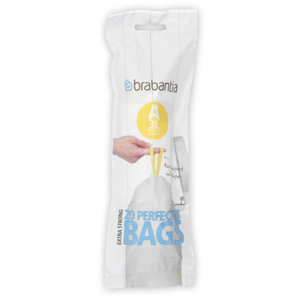 Brabantia Vuilniszakken met trekband 3 liter | Brabantia Code A | 20 stuks  SBR00114 - 1